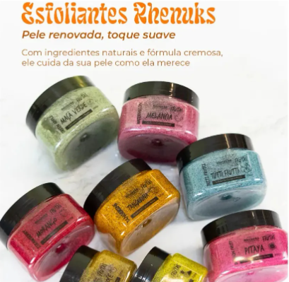 Kit 04 Esfoliante Corpo e Rosto 300g - Morango, melancia, pitaya, ameixa negra